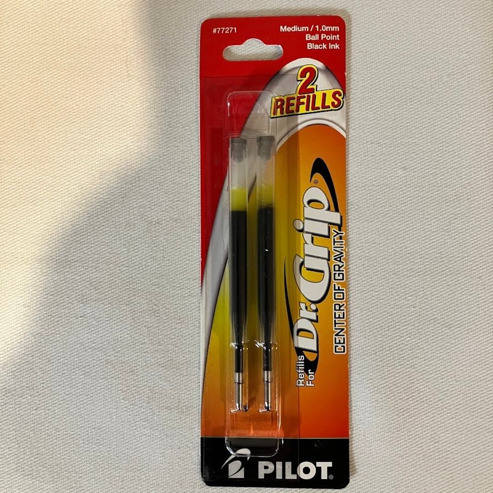 Pilot Refill Dr. Grip Center Of Gravity Pen Medium Black Ink 2/Pack 77271